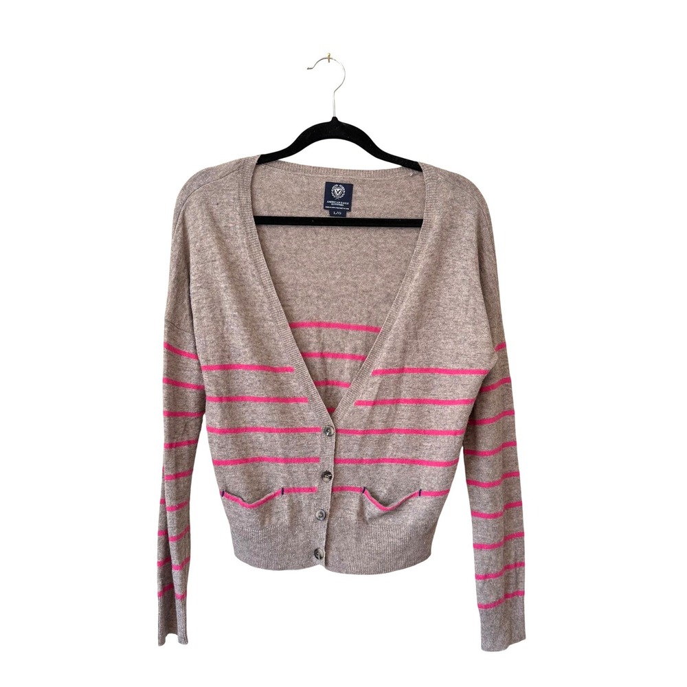Y2K 2011‎ American Eagle Wool Blend Striped V-Neck Cardigan Sweater